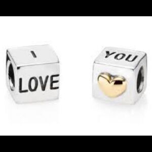 PANDORA Charm 14K yellow Gold Accents I Love You
